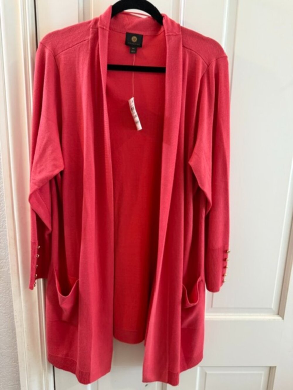 JM Collection Women’s XXL Coral Orange Open Front Cardigan NWT